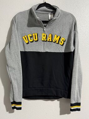 PINK Victoria's Secret  X  5th & Ocean  Gray & Black VCU Rams Half-Zip Pullover